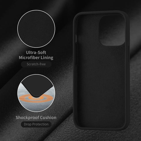 Cordking Silicone Ultra Slim Shockproof Protective Phone Case for iPhone 13 Pro with [Soft Anti-Scratch Microfiber