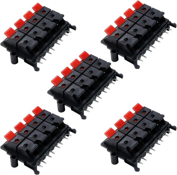 WP8-15 Spring Speaker Terminal Clip Push Release Connector Cable Terminals Strip Block, 5Pcs
