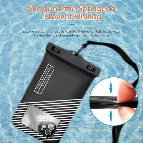 Waterproof Phone Pouch 2pcs (S+L), IPX8 Floating Case for iPhone 15 14 Pro 13 12, Samsung S24 S23 S22, White