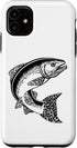 Fun Gift Designs Salmon Fish Vintage Etched Woodcut Fishing Concept Case for iPhone 11