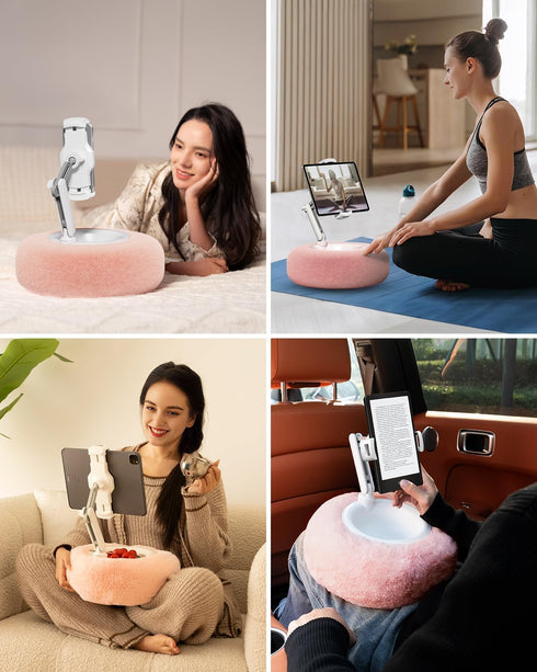Viozon Tablet Stand Pillow, Compatible with 4.7"-13" Phone/Tablet, 360° Adjustable Holder for Bed with Soft Plush Fabric