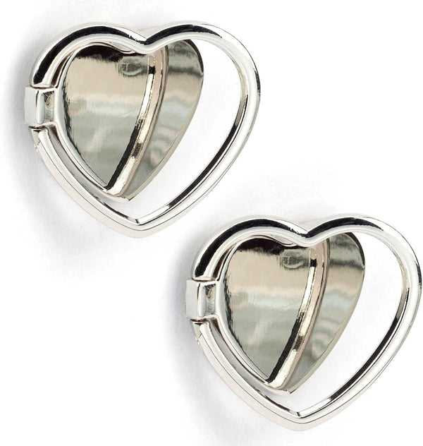 Wansurs 2 Packs Glossy Finish Love Heart Shaped Cell Phone Ring Holder Stand,