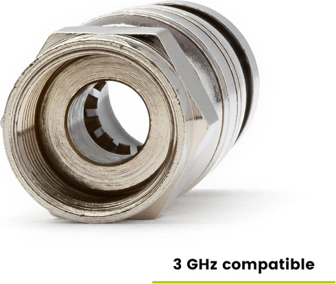 trueCABLE Universal Easy Fit RG6 & RG6Q Compression F-Connector for Dual Shield Coaxial Cable, 10 Pieces
