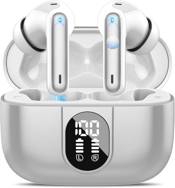 Wireless Earbuds, Bluetooth Headphones HiFi Stereo, 40H Playtime, 2024 Bluetooth 5.3 with LED Power Display
