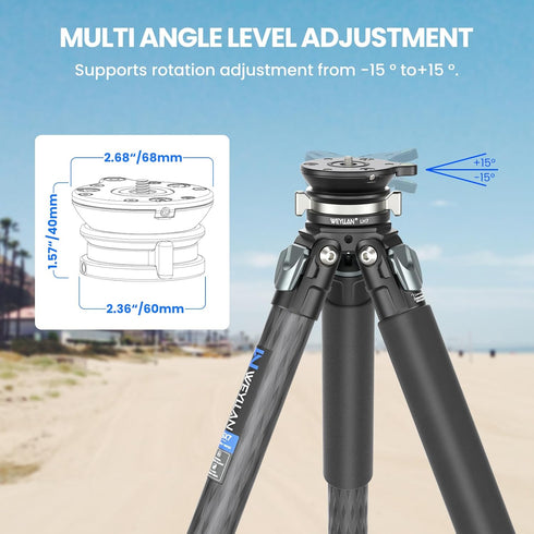 WEYLLAN LH7 1/4'' 3/8" 10kg/22lbs Leveling Head Tripod Leveling Base for Camera Tripod Leveler Aluminum Alloy Tripod