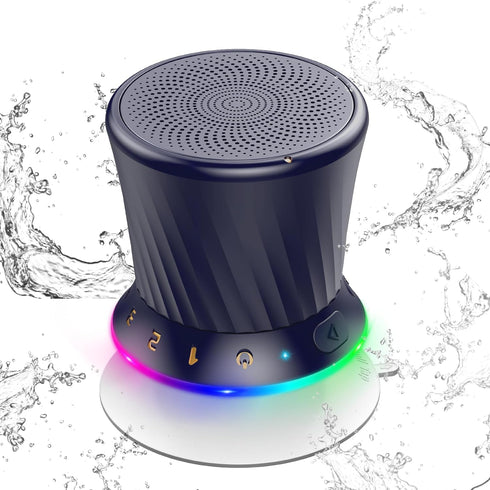 ZYHKON Rotary Bluetooth Shower Speaker with RGB Lights, IPX5 Waterproof Portable Speaker with