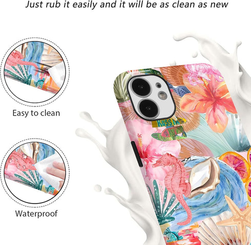 lioscre 12/iPhone 12 6,1'' Magnetic for iPhone Pro Case, Compatible with MagSafe, Pink Sea Life Flower Collage Cute