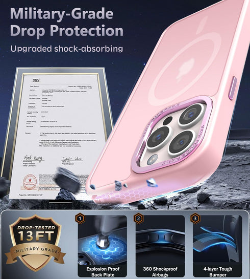 Upgraded Magnetic Slim Translucent Case for iPhone 15 Pro Max, Compatible with MagSafe, Tender Pink
