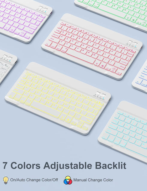 Hamile iPad 9th Generation Case with Keyboard, 10.2 Inch Backlit Wireless Detachable Folio Cover with Pencil Holder