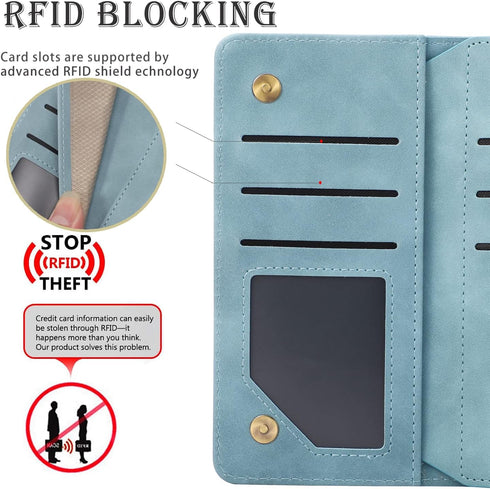 RANYOK Wallet Case for iPhone 11, Premium PU Leather Zipper Folio Wallet, RFID Blocking, Baby Blue