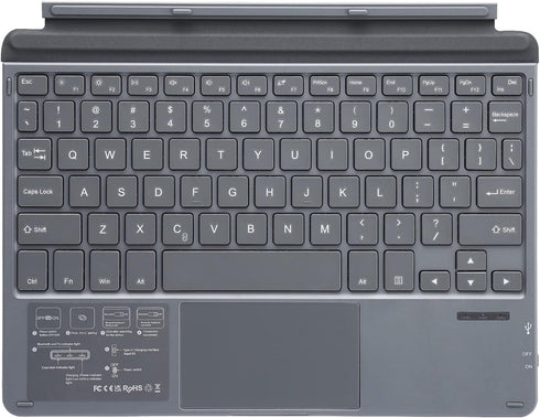 Keyboard Case for Surface Go 3 2021 / Go 2 2020 / Go 2018, Ultra-Slim Wireless Keyboard with Touchpad - Grey