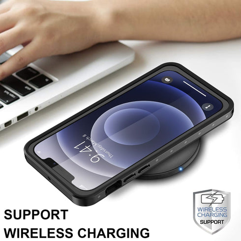 iPhone 12 Pro Heavy Duty Waterproof Case with Built-in Screen Protector, Shockproof & Dustproof, Clear, 6.1 inch.
