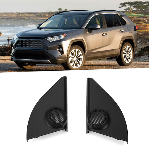 Qiilu Front Door Pillar Tweeter Cover, 2pcs Car Tweeter Speaker Cover Trim for RAV4 2014-2019