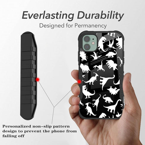 LANJINDENG Cute Dinosaur Pattern Phone Case for iPhone 11, Shockproof Corners, Anti-Scratch, Military Grade