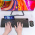MARVO Wireless Keyboard and Mouse Combo - 2.4G Ergonomic Keyboard with Phone Tablet Holder, Silent Mouse (Black)