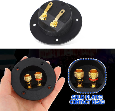 2 Pcs Speaker Sub Box Terminals Cup for Subwoofer Box, Black 3 Inch Round 2-Way Spring Loaded Jacks Connector