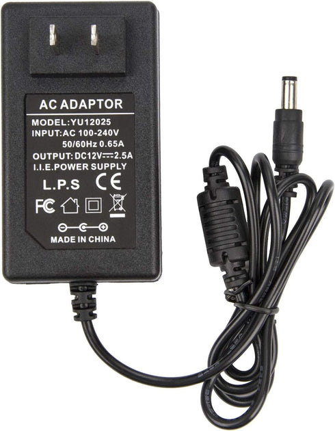 12V 2.5A Power Adapter - COOLM AC 100-240V to DC 12V 2500mA Power Supply for Analog DVR, CCTV, RGB LED