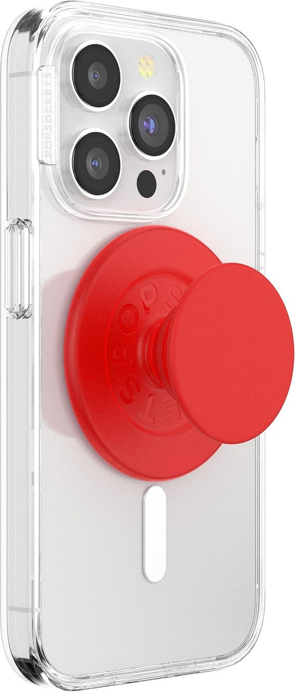 PopSockets Round Phone Grip Compatible with MagSafe, Adapter Ring Included, Wireless Charging Compatible - Basic Rosso