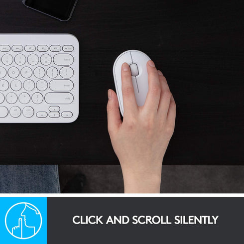 Logitech Pebble Wireless Mouse, Bluetooth or 2.4 GHz Receiver, Silent Slim Mouse for Laptop/Notebook/iPad/PC