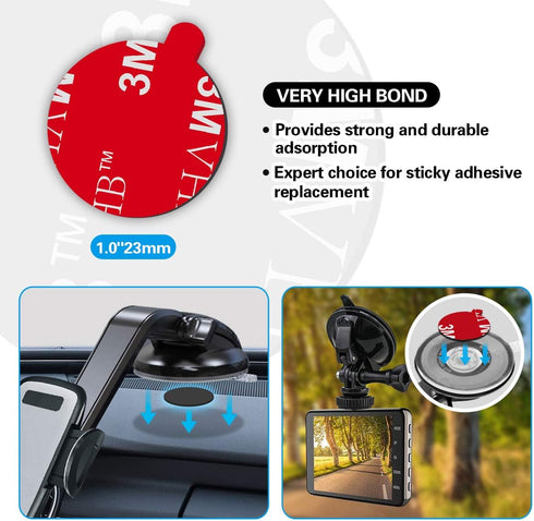 pop-tech Sticky Adhesive Replacement for Magnetic Car Mount, 8PCS Circular Heat Resistant 3M VHB Sticker Pads