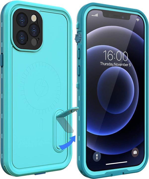 Diverbox Waterproof Case for iPhone 12 Pro Max - Durable Shockproof Cover with Kickstand and Screen Protector