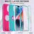 Annymall for iPhone 14 Case with 2 Screen Protector,Full Body Shockproof Drop Protection Dust Proof Heavy Duty 3-Layer Rugged Durable Military Grade Cover for Apple iPhone 14 6.1" (Rose/light green)