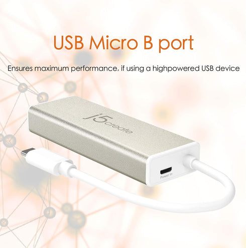 j5create USB C Hub Adapter Dongle - 3-Port USB 3.0 & VGA Multi-Monitor Display for MacBook, Windows