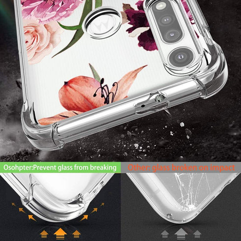 Osophter for Moto G Fast Case, Flower Floral Shock-Absorption TPU Rubber Cover for Motorola Moto G Fast (Purple Flower)