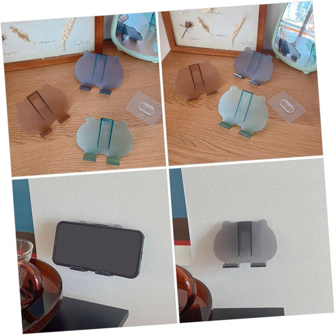 NUOBESTY 2pcs Wall Mount Phone Holder for Bedroom No Punching Adhesive Design Multi-Functional Smartphone Stand TV
