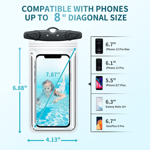 Universal Waterproof Phone Pouch, 2 Pack IPX8 Lanyard Case Dry Bag for iPhone 15 14 13 12 Pro Max, Samsung Galaxy S24