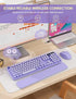 Wireless Keyboard and Mouse Combo, Cute Typewriter Keyboard with Detachable Wrist Rest, Retro Round Keycaps, 2.4GHz for