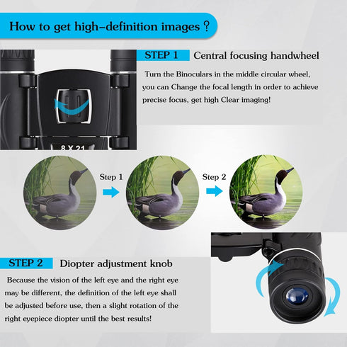 8x21 Mini Compact Pocket Binoculars, Lightweight Foldable Small Binoculars for Hiking, Bird Watching, Travel