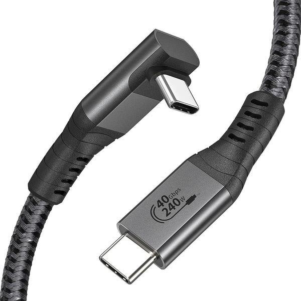 XAOSUN 240W USB4 Cable for Thunderbolt 4, Right Angle 40Gbps Cable, Supports 8K 4K Display, 90 Degree Thunderbolt 4