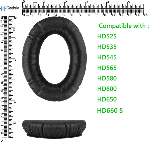Geekria QuickFit Replacement Ear Pads for Sennheiser HD525, HD535, HD545, HD580, HD600 Headphones