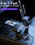 Retractable Car Charger 69W, 4 in 1 Fast Car Phone Charger, Retractable Cables and 2 USB Ports, Smaller Cigarette