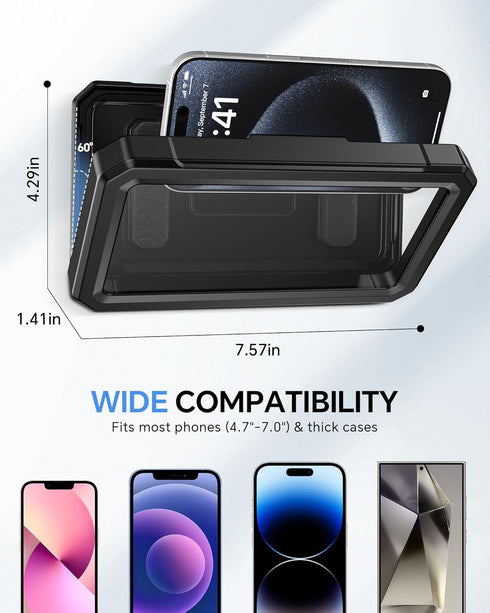 UPRONE 480 4-7" Waterproof Phone Holder for Shower- Rotatable Retractable Adjustable Anti Fog iPhone Case