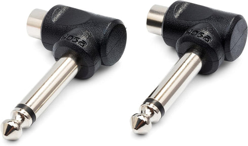 Hosa GPR-123 RCA to 1/4" TS Right Angle Adaptors, 2 Pieces