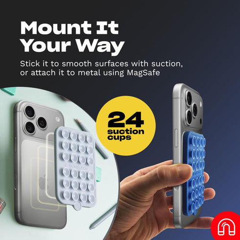 OCTOBUDDY 2.6 3.9, Magnet - Dual Magnetic & Suction Phone Mount - Magnetic-Compatible Silicone Mobile Holder