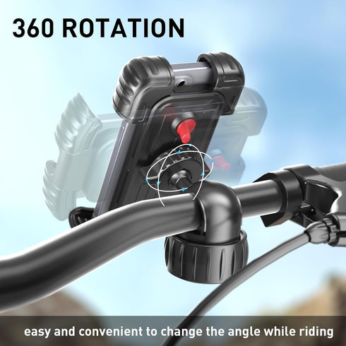 Hiboy Bike Phone Holder, 360° Rotation Adjustable Motorcycle Mount, Bicycle Scooter Handlebar Clip for 5.1" - 6.8"