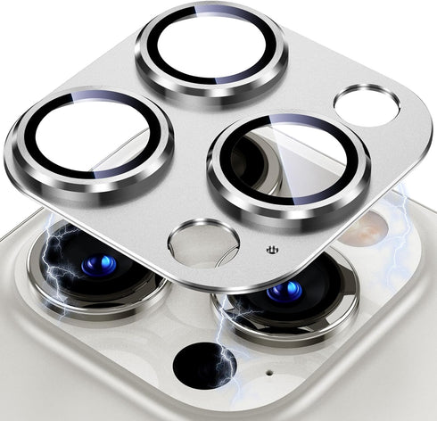 Uyiton for iPhone 13 Pro/Pro Max Camera Lens Protector - Strong Adsorption - Drop Protection - Metal Ring Tempered Glass