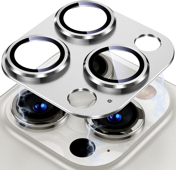 Uyiton for iPhone 13 Pro/Pro Max Camera Lens Protector - Strong Adsorption - Drop Protection - Metal Ring Tempered Glass