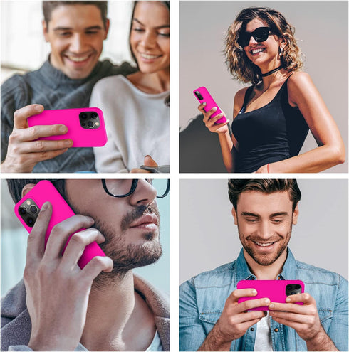 Cordking Silicone Ultra Slim Shockproof Case for iPhone 13 Pro Max, Soft Anti-Scratch Microfiber Lining, Hot Pink
