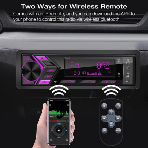 DOVOX MP3 2.1A Bluetooth Car Stereo Marine Radio: Single Din LCD Display Audio System - Indash Multimedia Player