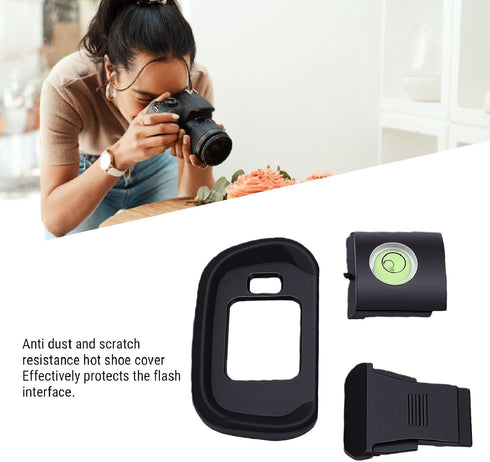 R7, Zopsc Eyecup and Hot Shoe Cover Kit for Soft Silicone Viewfinder Eyepiece with Bubble Spirit Level, Camera