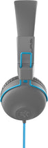 JLab Studio On-Ear Headphones, Wired Headphones, Gray/Blue, Tangle Free Cord, Ultra-Plush Faux Leather with Cloud Foam Cushions, 40mm Neodymium Drivers with C3 Sound