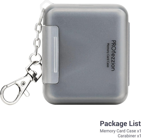 PROfezzion Water-Resistant SD Card Holder Case, Grey Portable 12 Slots for 8 Micro SD & 4 SD/SDXC Cards