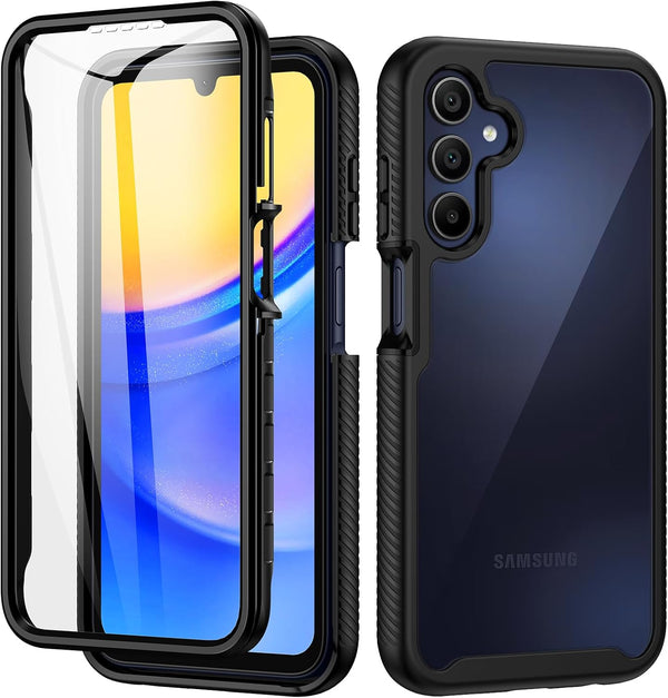 Seacosmo Slim Fit Full Body Shockproof Case for Samsung Galaxy A15 5G/4G, with Built-in Screen Protector, Black.
