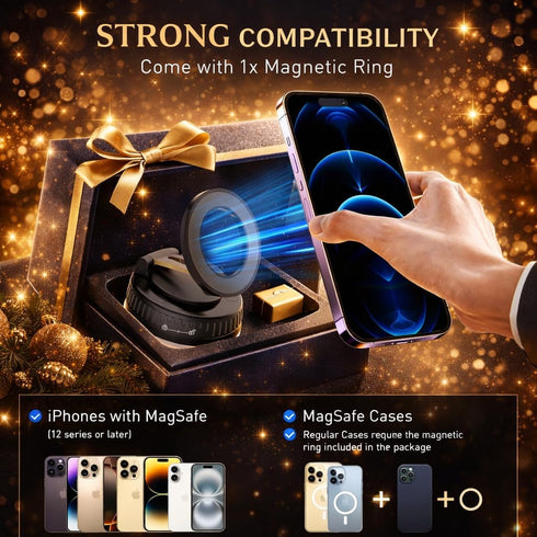 OPVICAM 360 Car Accessories Tech Gift for Men & Women Drivers, Magnetic Phone Holder for Car for MagSafe Strong Suction