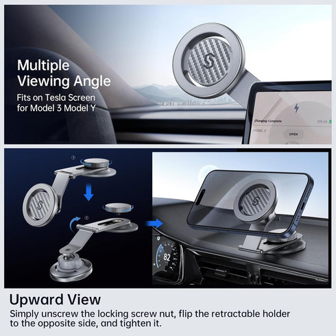 SYNCWIRE MagSafe Car Mount for Universal Dashboard & Tesla Screen, Kevlar Silver Magnetic Phone Holder for iPhone 16