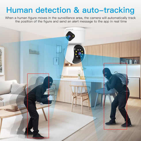 VSTARCAM 1080P Monitor,360 2-Way 005 Camera Dual-LensI, Pet Baby Security Camera Indoor with Siren & Spotlight, Motion
